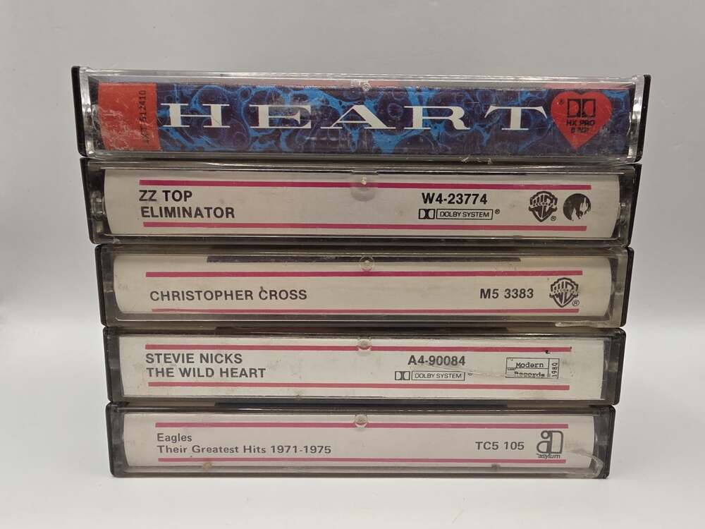 5 Classic Rock Cassette Tape Lot Heart Christopher Cross ZZ Top Eagles Stevie
